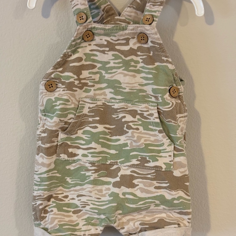 Carter's Tan and Green Camouflage Overalls